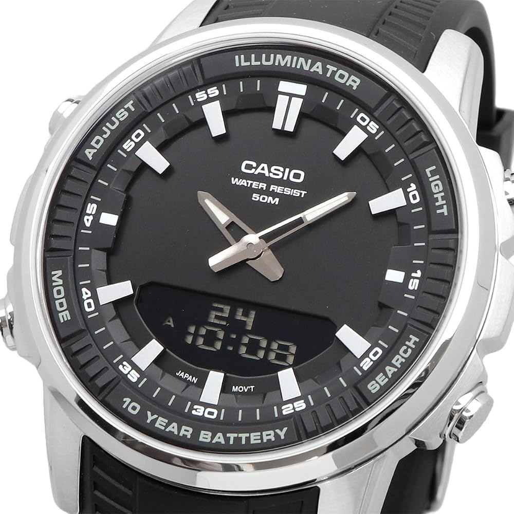 Casio World Time Analog-Digital Quartz Men's Watch AMW-880-1AV Black Imported Model