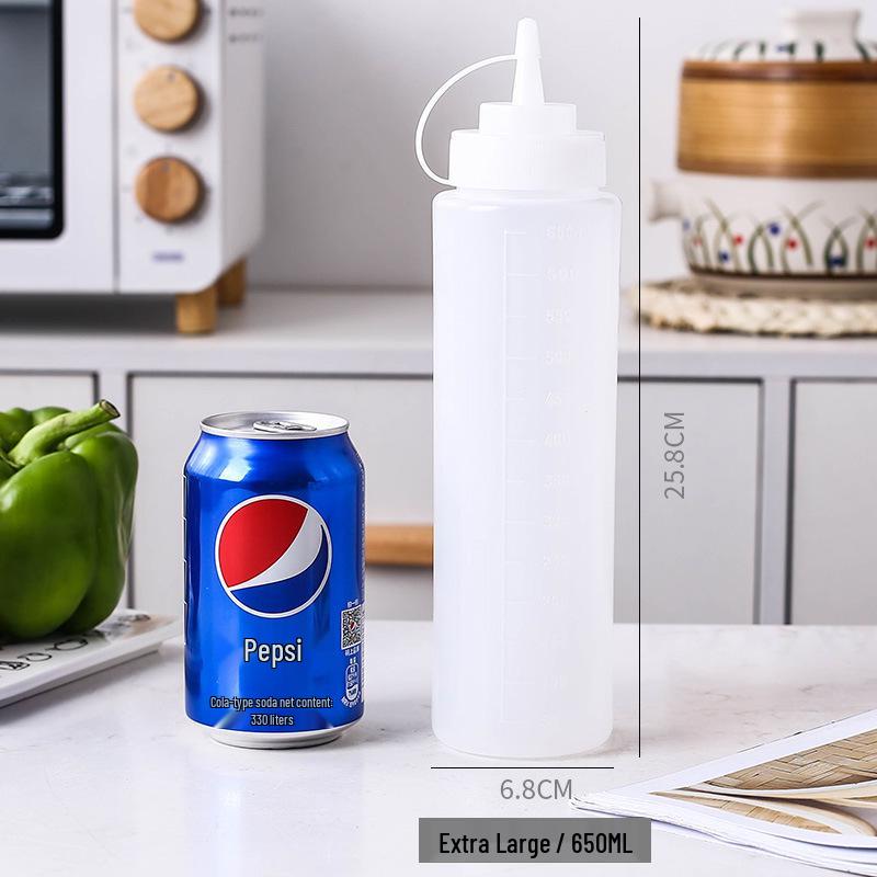 Household Squeeze Oil Bottle - Pointed Mouth for Kitchen Seasoning, Tomato Jam, Salad, or Commercial Use.