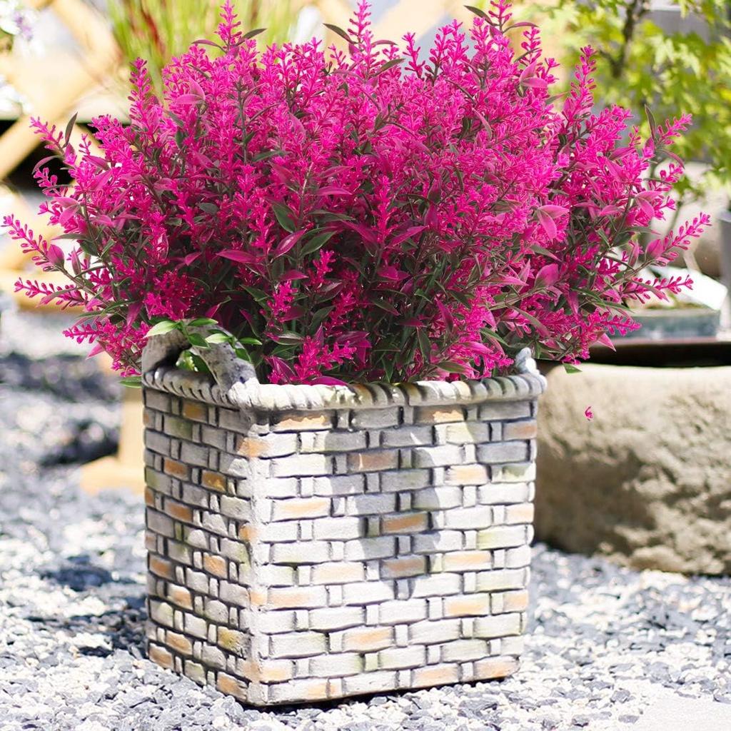 6-18PCS Bundles Artificial Lavender Flowers Outdoor Flowers Uv Resistant Artificial Plants Fake Shrubs Flowers Greenery Bushes