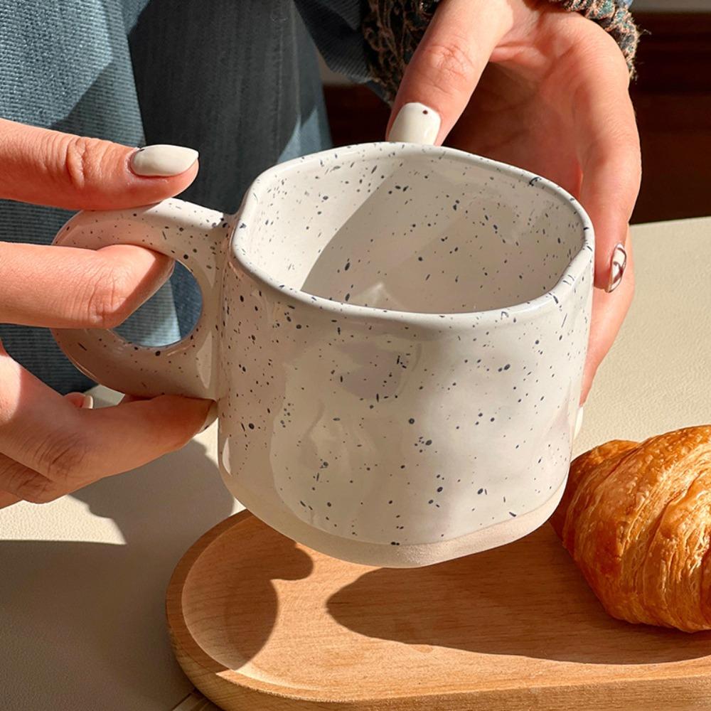 INS Ceramic Coffee Mug Splash Ink Design 250ML Tea Cup Irregular Simple Style Water Cup Office