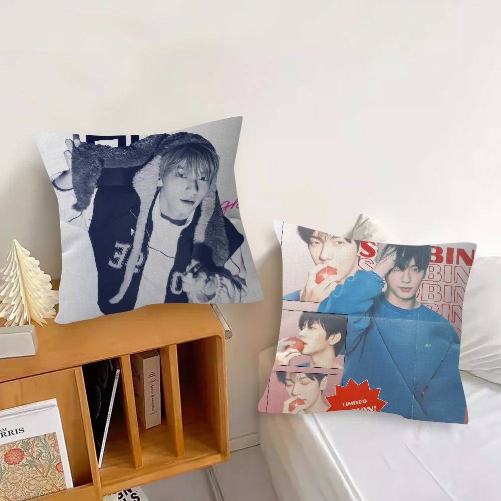 Kpop Group TxT Soobin   Office Cushion Pillowcase Car Cushion Cover45X45CM Lumbar Pillowcase Sofa Pillowcover