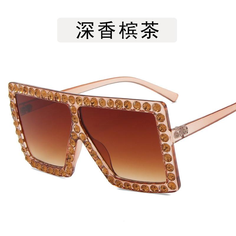 Décoration Strass Lunettes de Soleil Femmes Forme Carrée Lunettes de Soleil Cool et Élégantes Féminines Style Européen Américain Lunettes de Soleil pour Femme