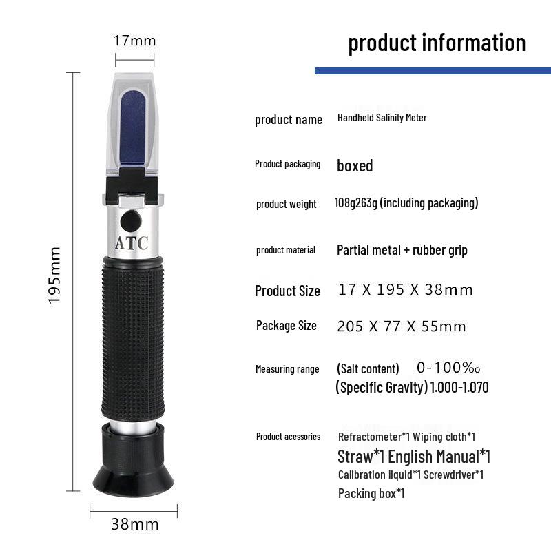 Handheld Salinity Refractometer for Seawater and Aquarium Testing