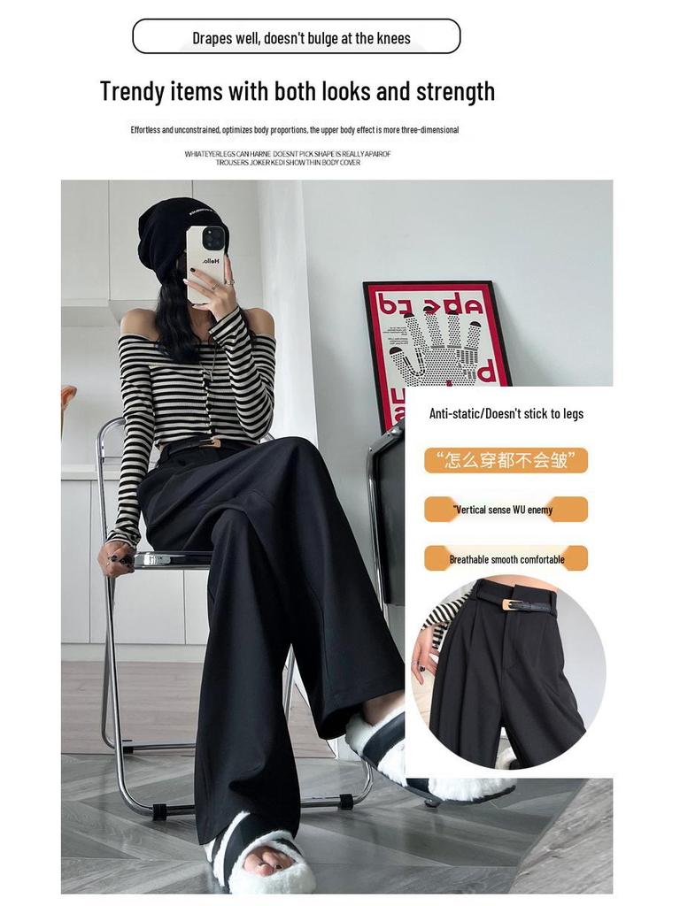 Spring 2026 Women's High Waist Wide Leg Straight Suit Pants