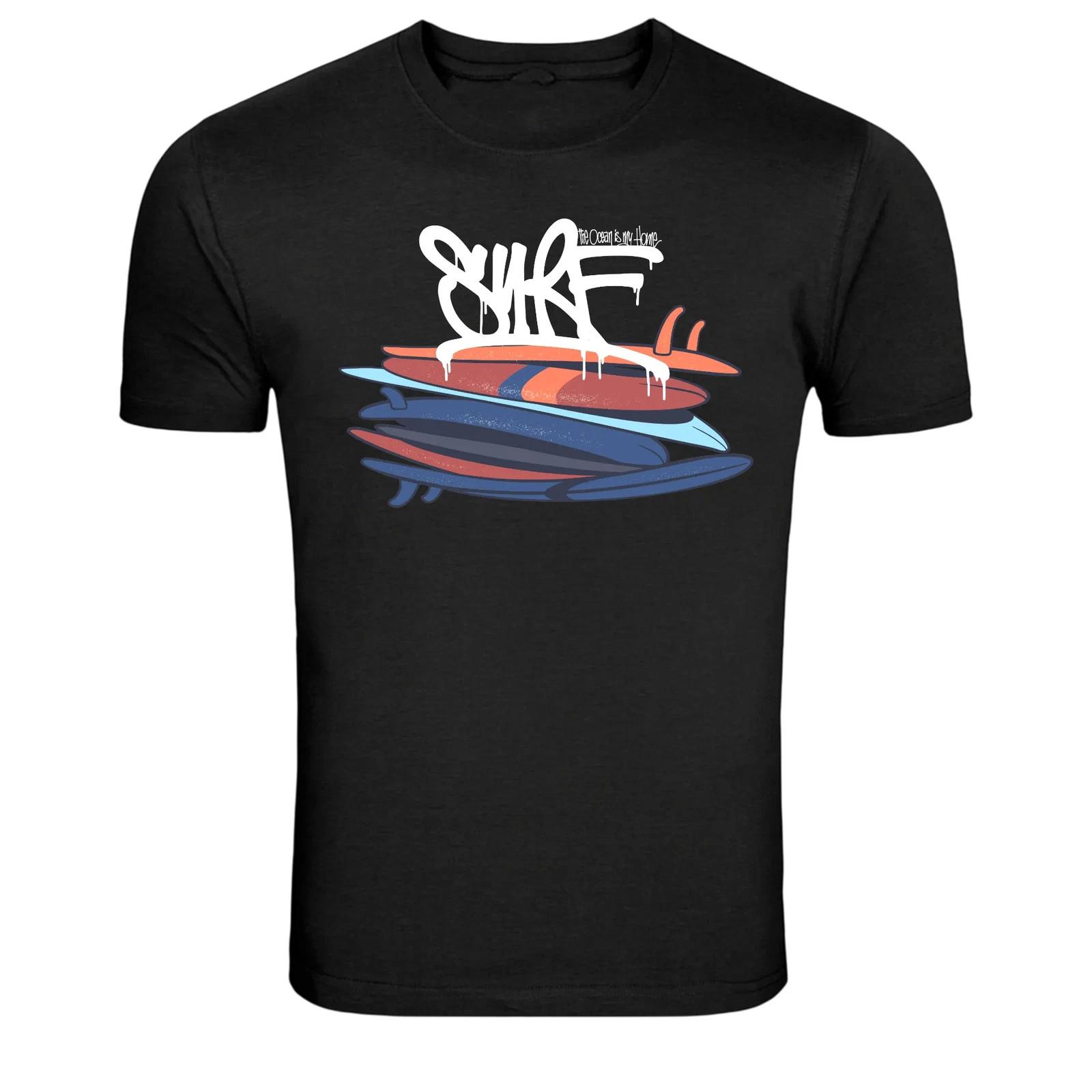 Surf Boards Stack Beach Surfing Graphic T Shirt Ocean Vibes Tee XXL