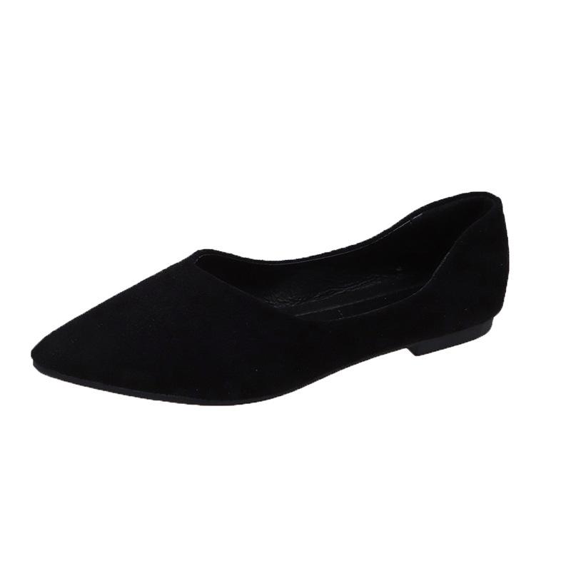 Large size pointed head shallow mouth single shoes spring and summer new casual flat bottom soft sole single shoes
