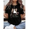 Women's T-shirt, Wedding-themed Fun Design with "Bride SECURITY" and Bridesmaids Group Elements Printed On a Black Short-sleeve Crewneck T-shirt