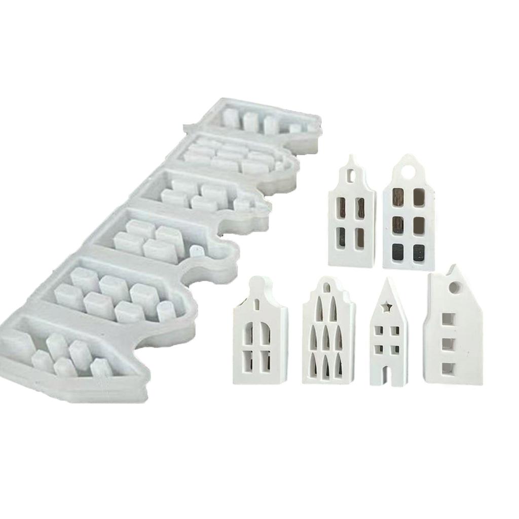 Desk Ornament Mould Flexible Silicone Mold for Miniature House Shaped Decoration Gypsum Molds Jewelry Making Supplies