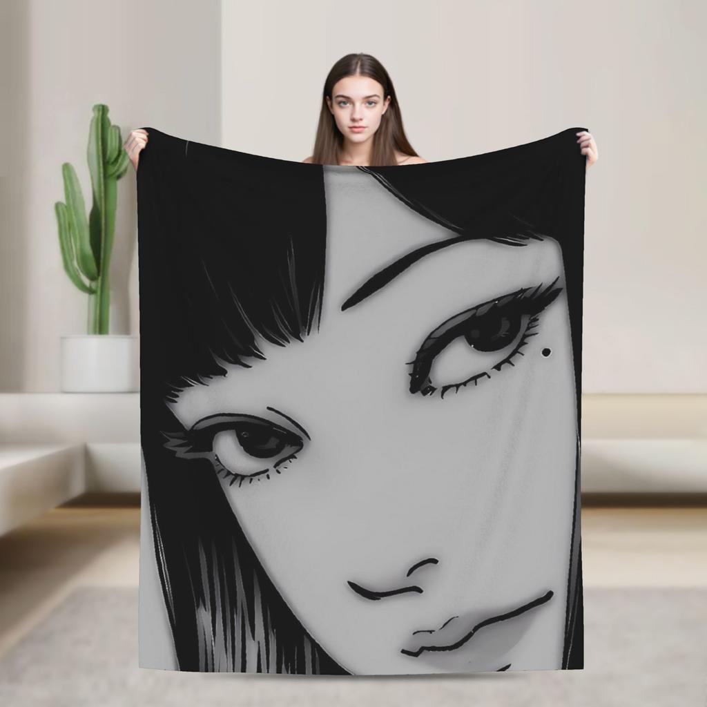 Tomie Junji Ito Blanket  Soft Fashion Plush Throw Blanket For Couch Chair Sofa Bed Travel Flannel Bedspread Bed Cover