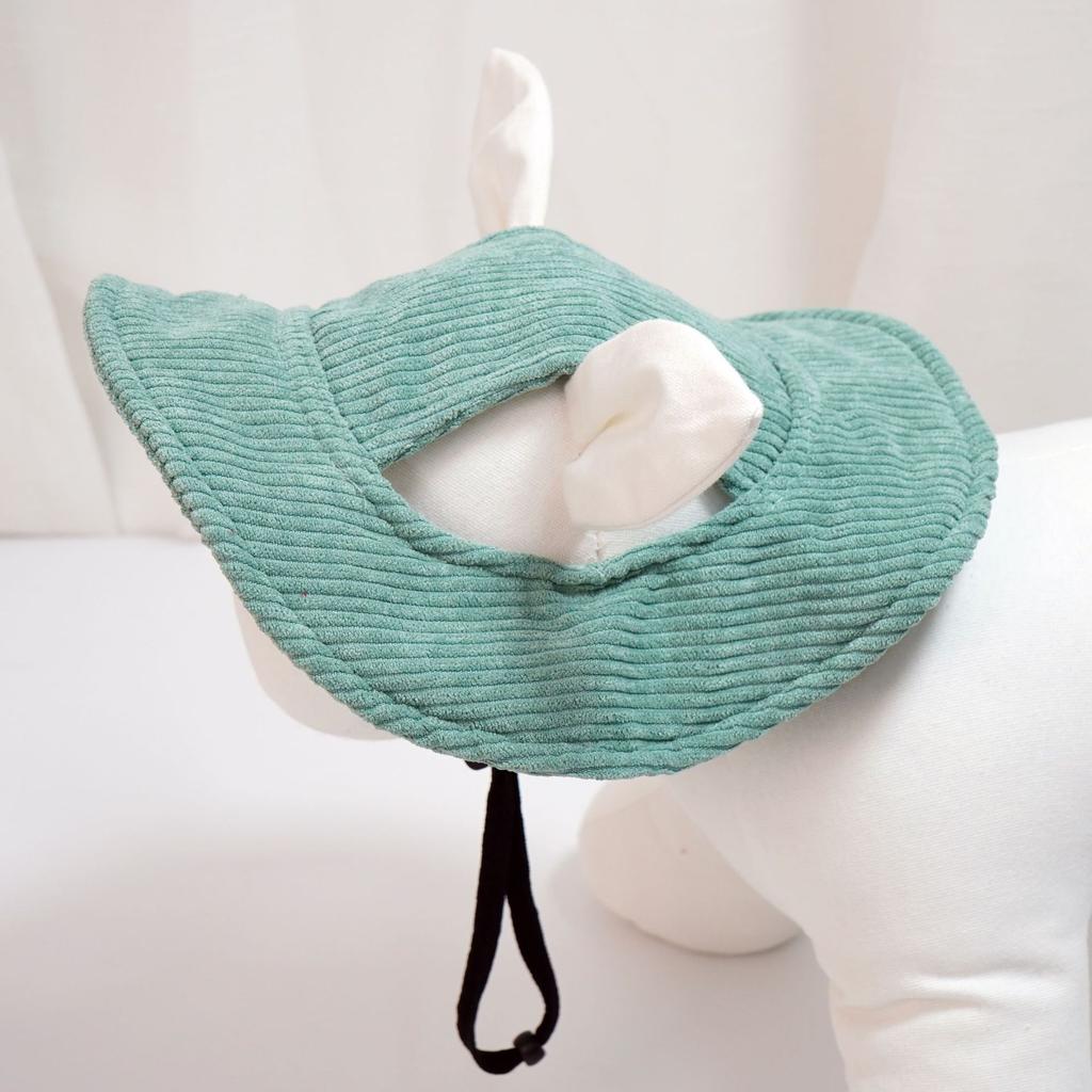 Adjustable Pets Sun Hat Wide Brim Corduroy Dogs Fisherman Cap with Ear Holes Outdoor Walking Sun Protection Hat for Dogs Cats