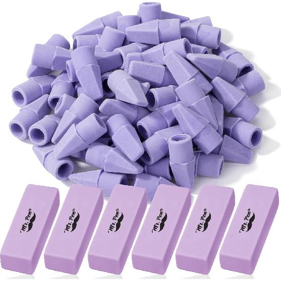 Mr. Pen- Pencil Erasers Set, 60 Pack Pencil Top Erasers, 6 Pencil Erasers, Latex-Free & No Smudge