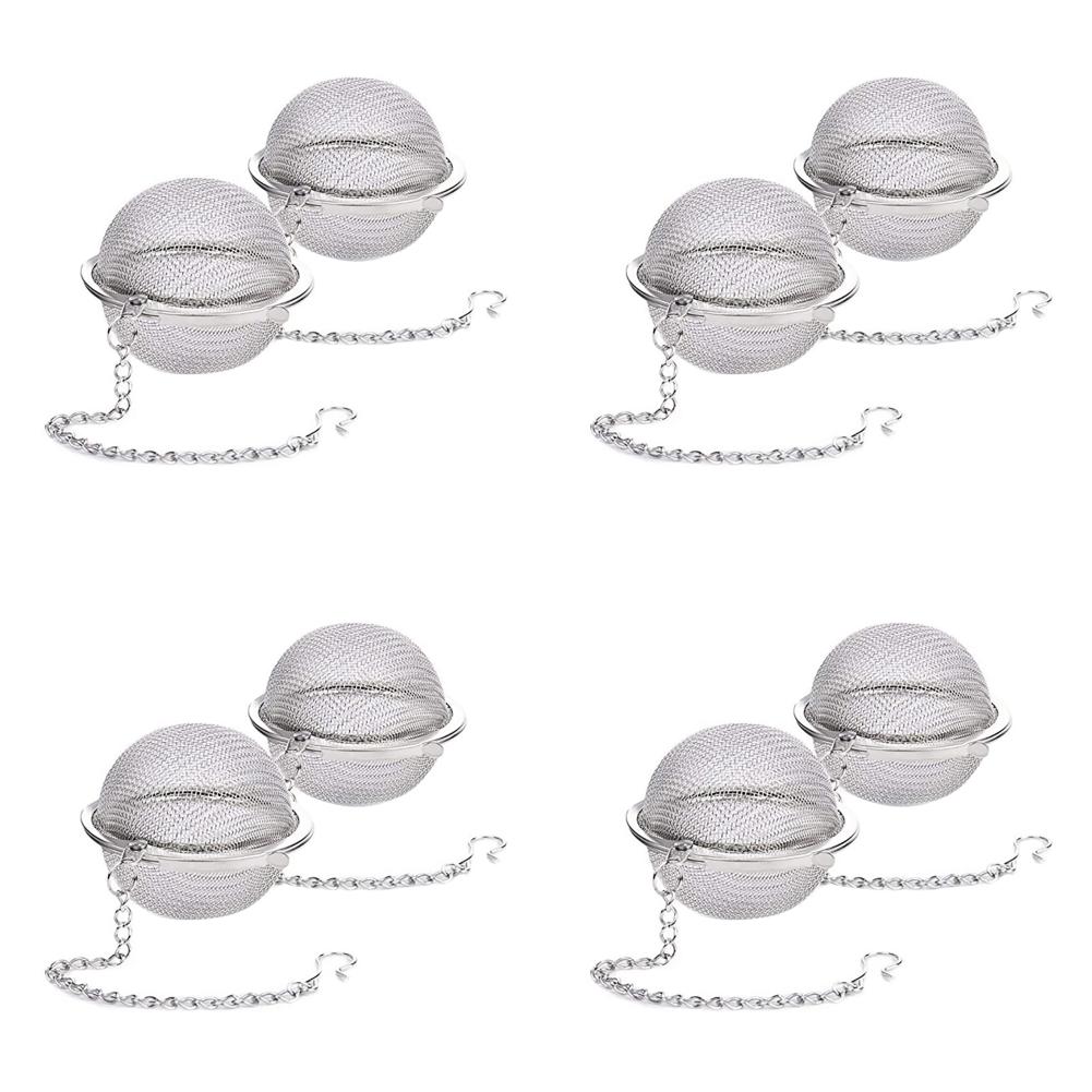 2-8PCS Stainless Steel Flavored Filter Ball Tea Filter Ball Soup Filter Ball with Extension Ehain Hook for Loose Tea Herbal Spic