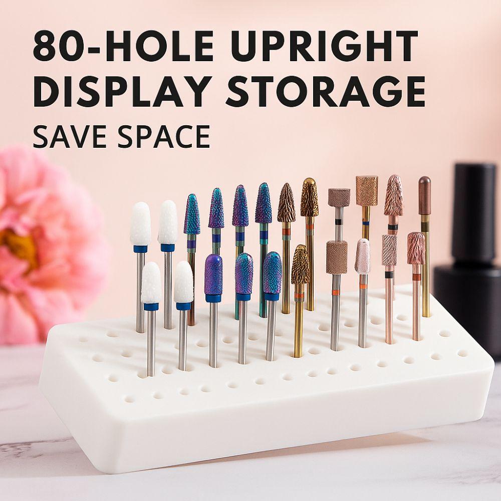 80Holes 12Holes Nail Tools Display Stand Nail Polishing Head Container Box  Nail Technician Tools