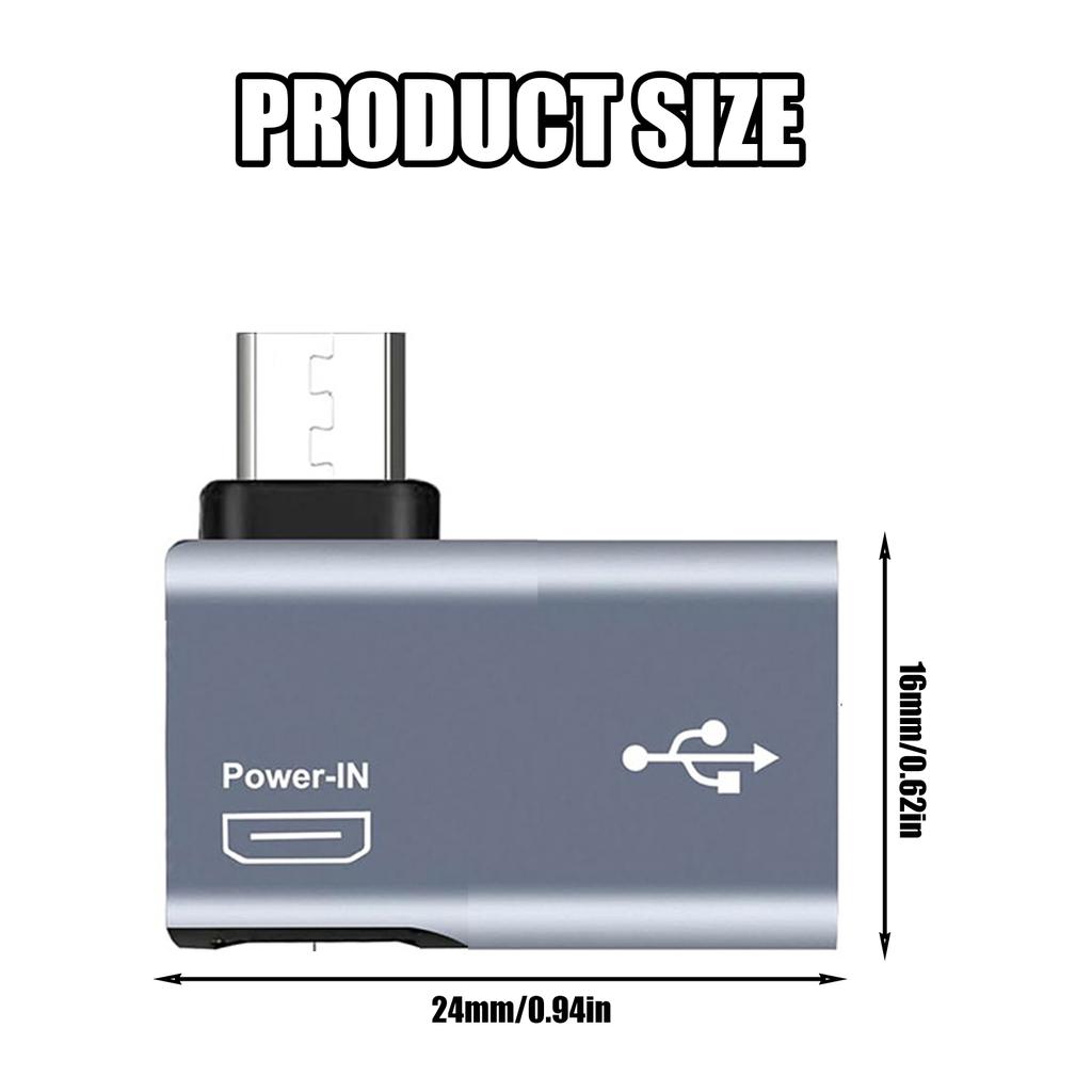 2-in-1 Power-in o USB to USB OTG Cable Adapter 90 Degree Right/Left Angled Host Converters for Keyboards