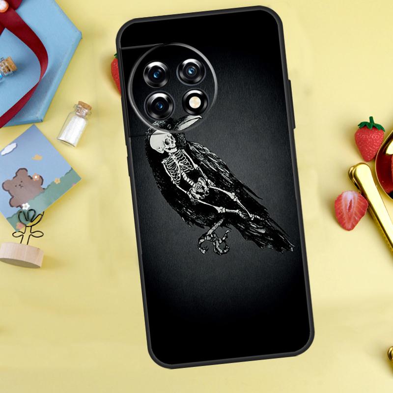 Skull Crow Flower Case For OnePlus 15 13 12 11 9 10 Pro 13T 13R 12R 10T 8T Nord 5 CE 3 4 2 Lite N20 N30 Cover