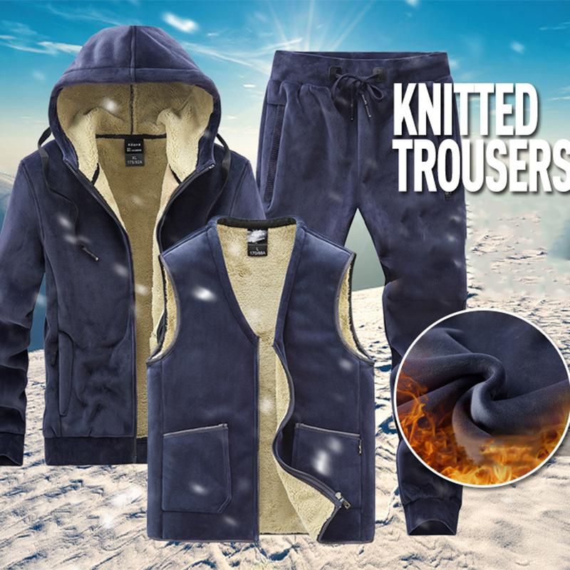 Men's Hoodies VestsXWinter Velvet Thick Tracksuit Casual Wool Men Warm