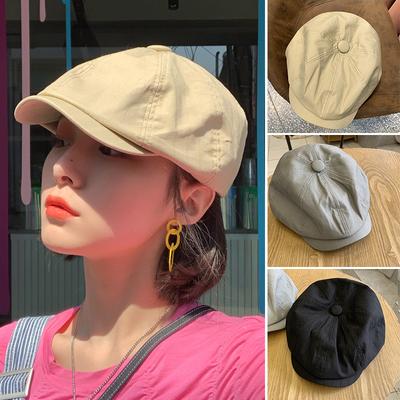 Japońskie Vintage Czapki Berety dla Kobiet Jednokolorowe Wiosna Jesień Cienkie Ośmiokątne Czapki Outdoor Streetwear Artystyczne Nowoczesne Czapki