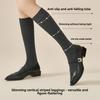 Wool Socks - Segmented Style Pressure Slimming Without Bones Long Stockings That Absorb Sweat and Are Breathable, Pure Color Calf Socks
