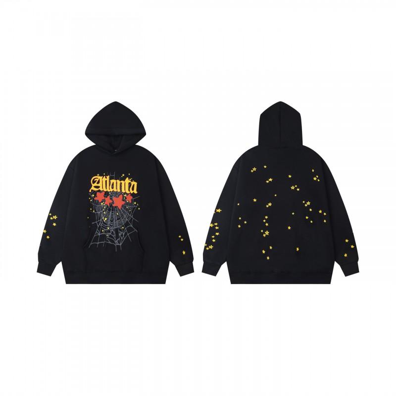 Sp5der Spider Web Foam Print Fleece Hoodie Loose Fit Hip Hop Sweatshirt Men Women