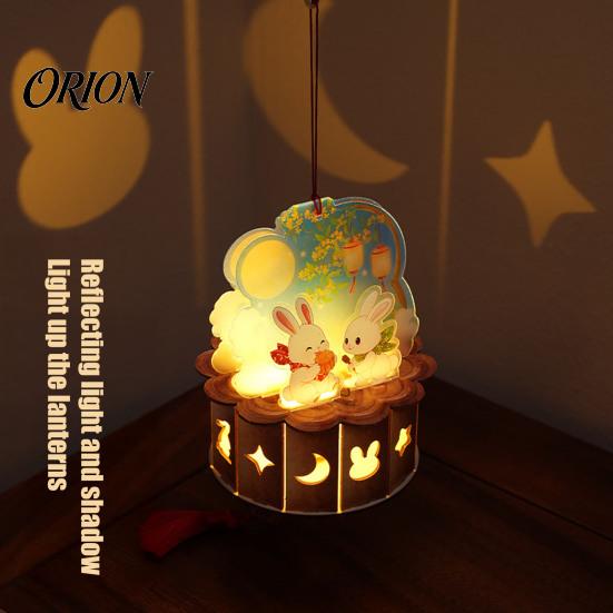 Mid Autumn Festival Decoration Mid-Autumn DIY Moon Rabbit Lantern Kit, 3D LED Handheld Lantern, Home Ornament Ancient Style Craft Set for Kids Holiday