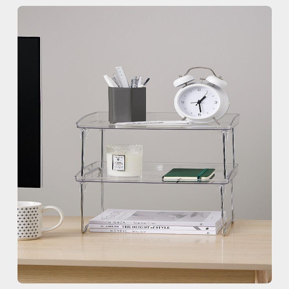 Space Saving Stackable Cabinet Organizer Shelf Transparent Acrylic Table Sundries Rack Foldable Storage Stand Kitchen