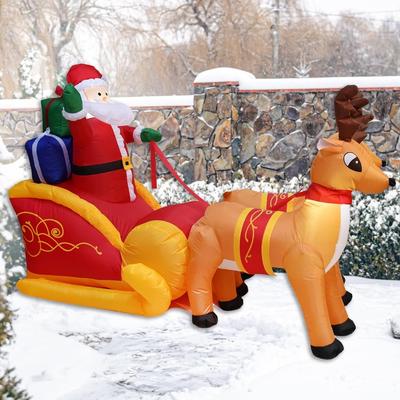 Christmas Inflatable Model Santa Claus Reindeer On Sled Christmas Tree Gift Box Christmas Decora Outdoor Inflatable Decorations