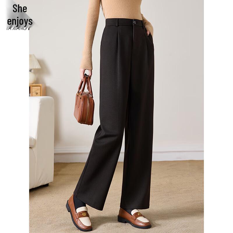 Women's High-Waist Wool Blend Straight Leg Pants