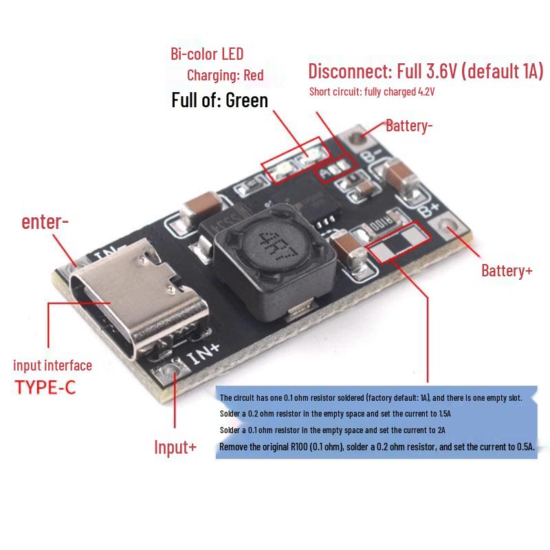 TP5100/TP5000 2A Charging Board Module for 4.2V/8.4V Single/Double Cell Lithium Battery