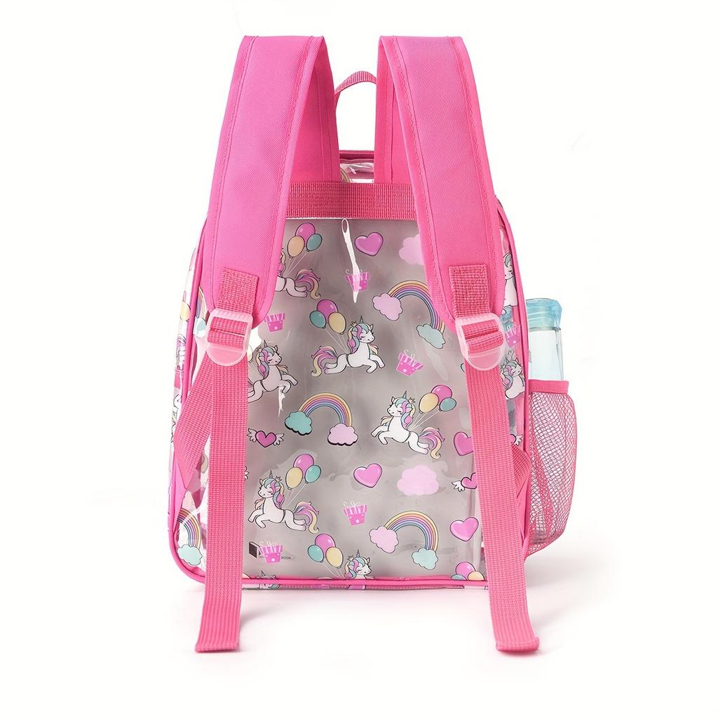 Printed Transparent Backpack Waterproof PVC Storage Bag Student Schoolbag Large-Capacity Transparent Backpack