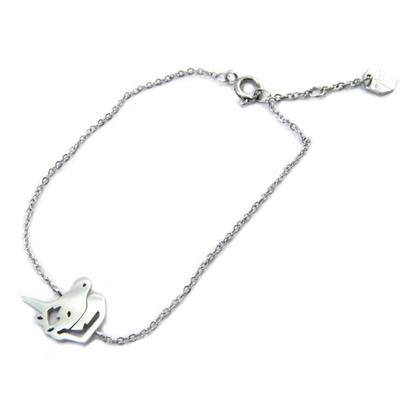 [P3867] - Handmade Steel Bracelet 'Unicorn' Silver - 15x12 Mm