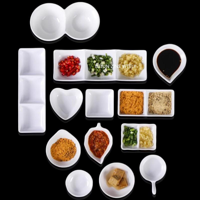 White Melamine Sauce Dish Household Plastic Tableware Not Easily Broken Soy Sauce Dish Solid Color Sushi Plate Kitchen Supplies