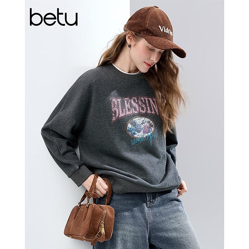 

Betu Women s Letter Print Loose Fit Sweatshirt M