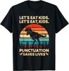 Lasst uns Kinder essen Satzzeichen retten Leben Lustiges Grammatik Dino T-Shirt