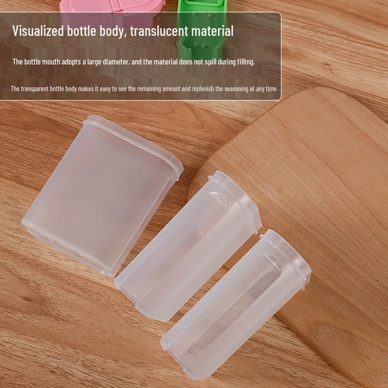 Boîte à épices ovale colorée et tendance à double couvercle | Pot à assaisonnement transparent et récipient pour MSG