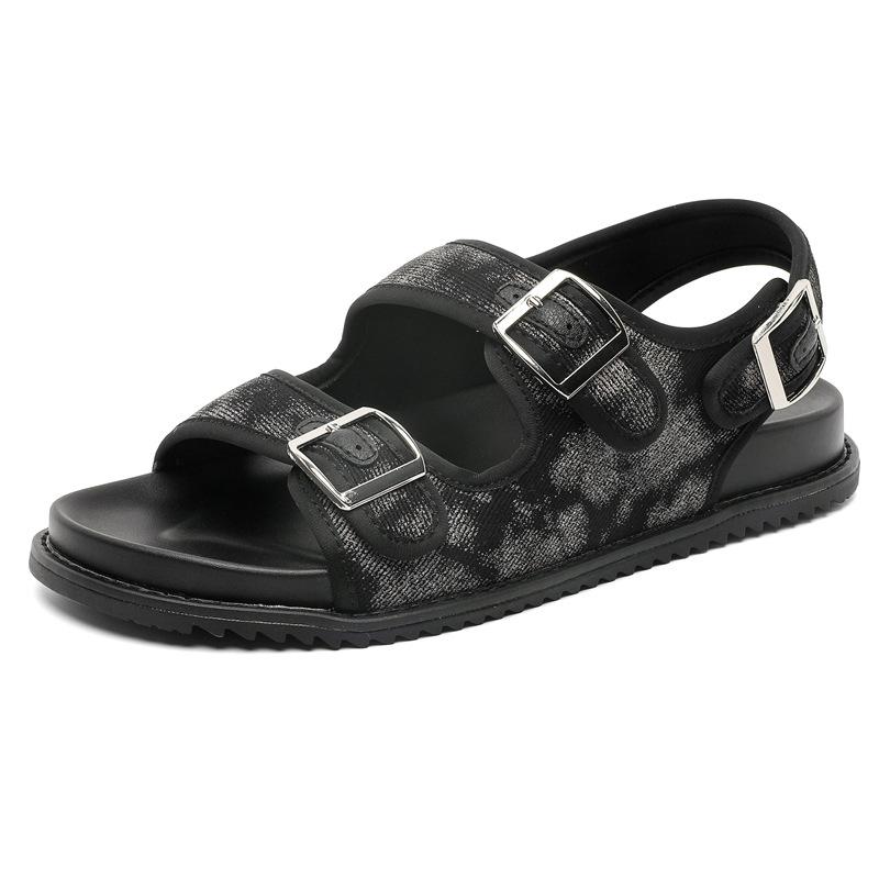

Summer new men s Velcro versatile casual sandals platform outdoor beach shoes 371243-J 44 чёрный