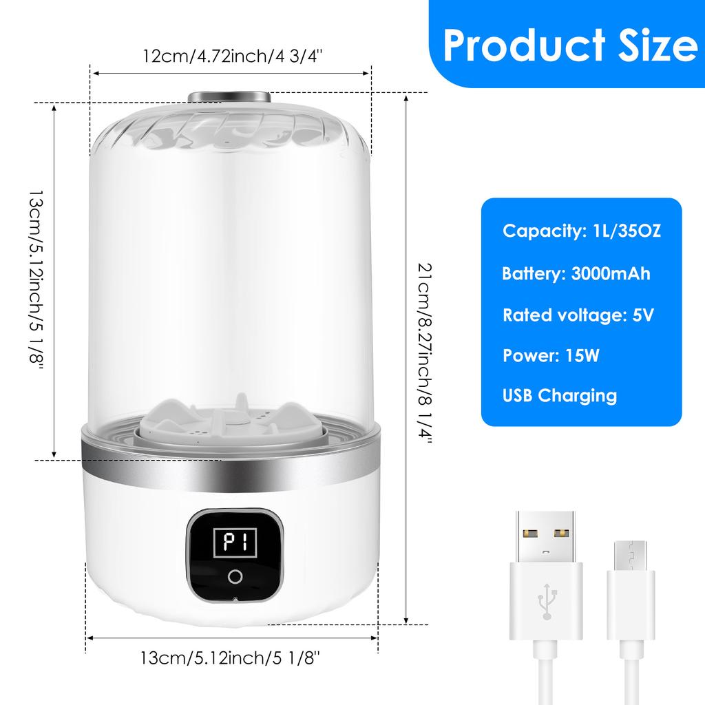 Mini Washing Machine 1L USB Rechargeable Portable Underwear Socks Electric Wireless Charging Washing Cup Laundry Bucket