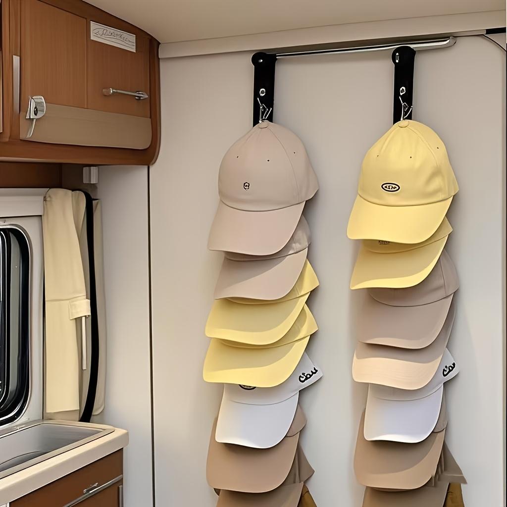 Stainless steel hat rack with8Clip - Hangable16Baseball cap Sun hat and clothing storage Summer Decoration - Multifunctional non-electric hat