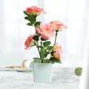 Artificial Plant Pot Rose Desktop Decor Faux Silk Flower Indoor Outdoor Imitation Flower Pot for Home
