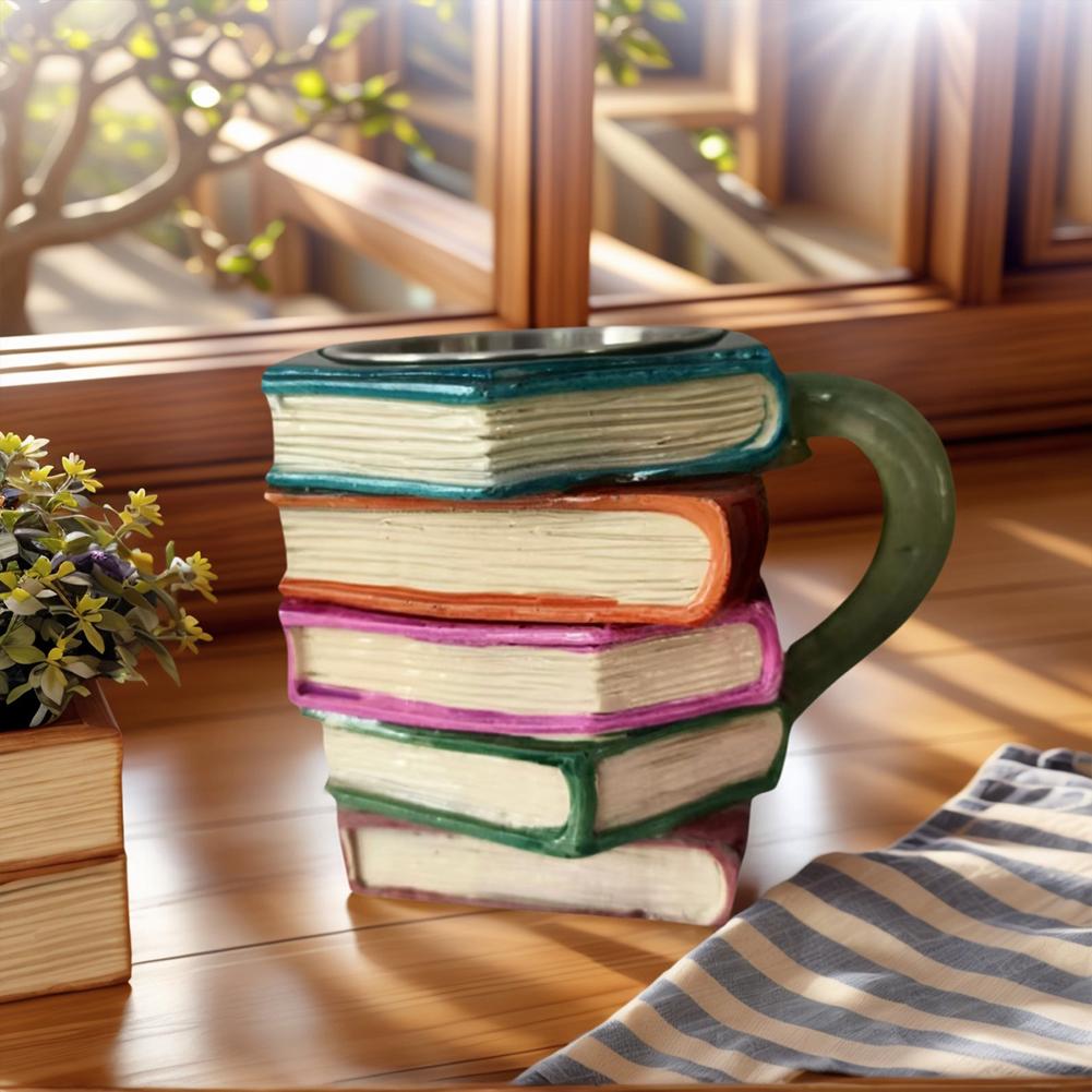 Novelty Painted Book Mug 3D Painted Books Coffee Mug Colorful Resin Books Unique Book Coffee Cup Creative Gifts Drinkware
