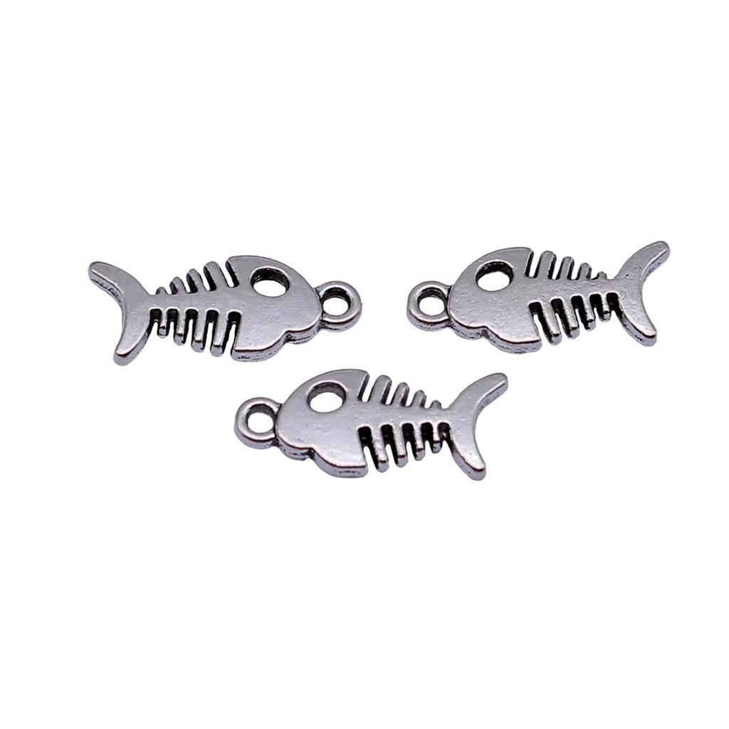 Fish Bone Charms Multi Color Alloy Pendants For Ocean Themed DIY Jewelry Accessories