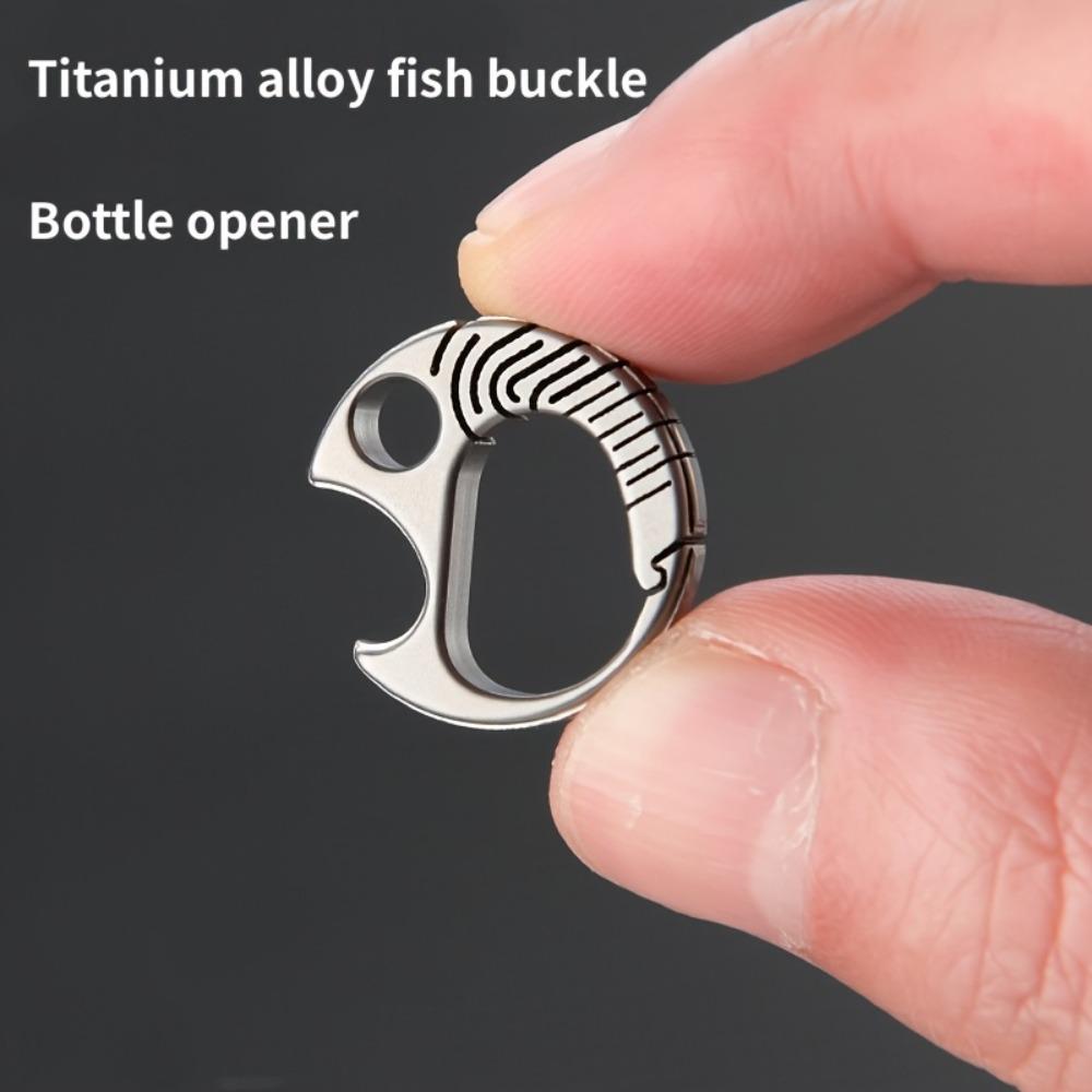 Titanium Alloy Goldfish Clasp Keychain with Mini Bottle Opener - Compact Outdoor Accessory - Perfect for Halloween, Christmas & New Year Gifts