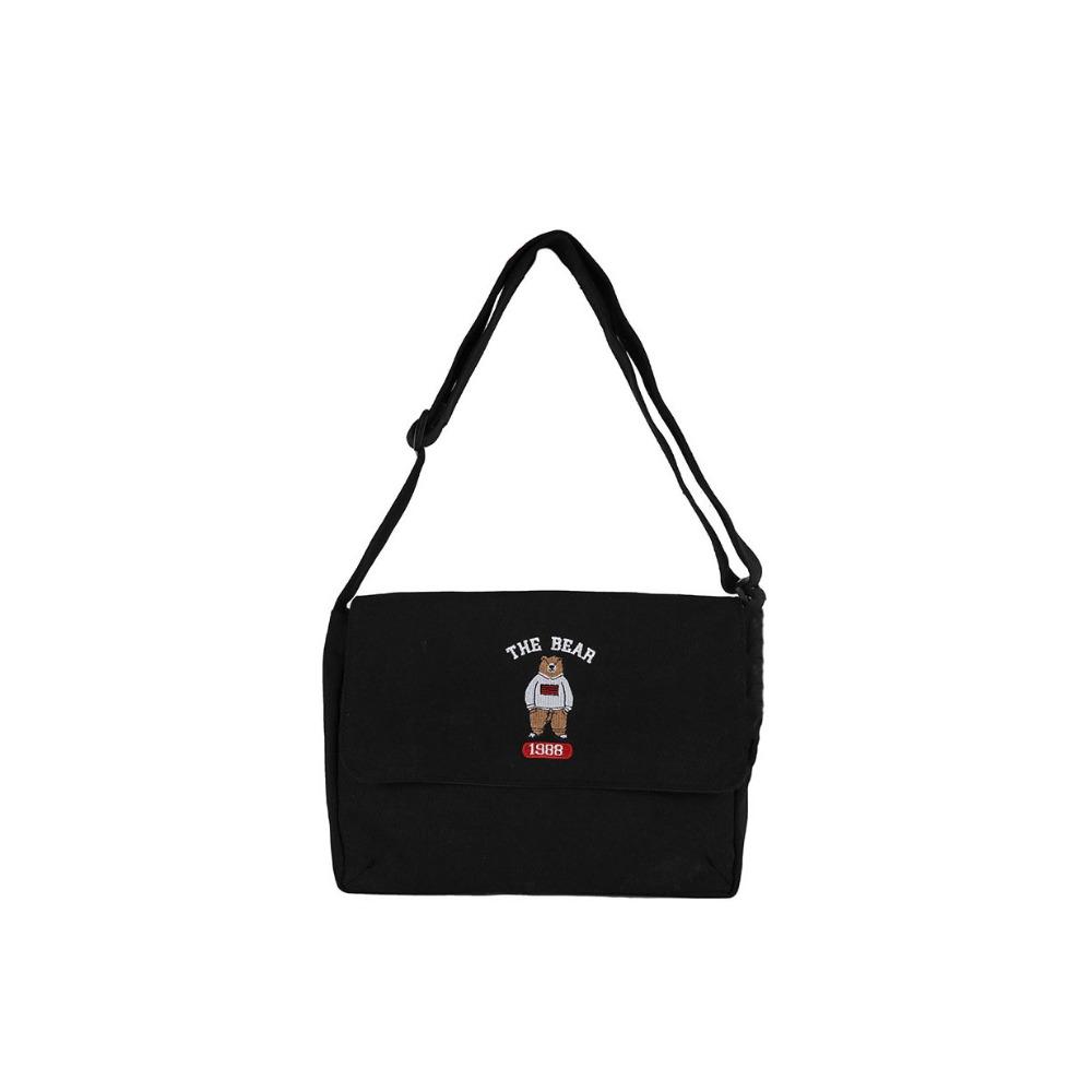

Cute Embroidery Bear Shoulder Bag Canvas Messenger Bag Fashion Crossbody Bag Outdoor чёрный