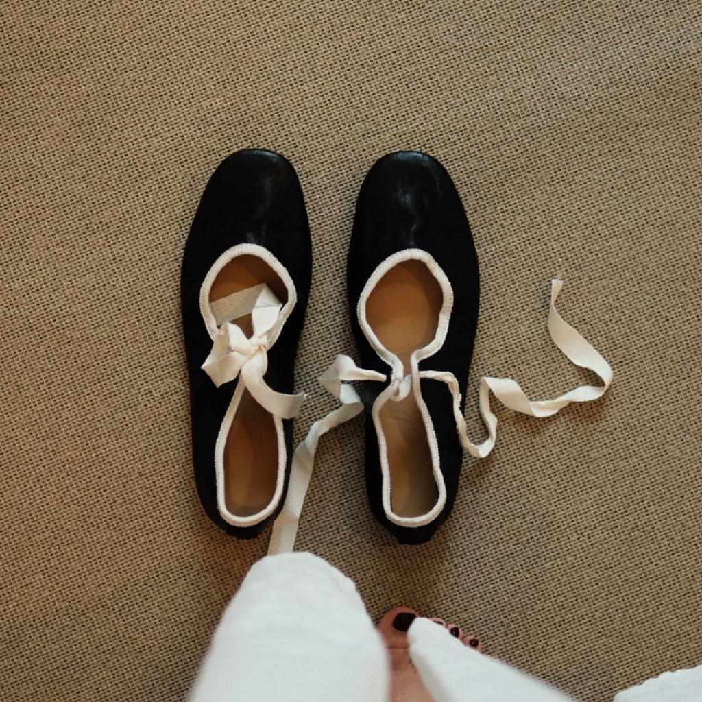 Schafsleder-Version~ Retro runde Spitze kontrastfarbene flache Ballerinas zum Schnüren französische leichte Mund Einzel-Schuhe vielseitige Mary Jane Schuhe