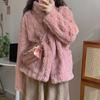 Lamb Wool Coat Women Winter Thick Imitation Otter Rabbit Hair Loose Plush Horn Buckle Round Collar W All-match Student