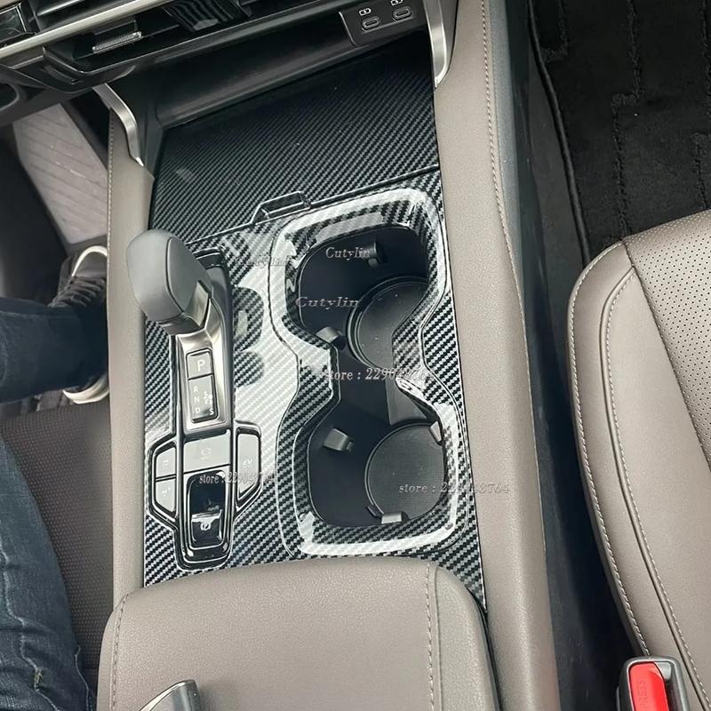 For Lexus RX 350h 450h 500h 2024 ABS Carbon Car Center Gear Shift Panel Water Cup Cover Trim Stickers Auto Accessories