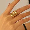 Stainless Steel Multi-Layer Irregular Line Adjustable Ring for Women Minimalist Metal Three Ring Hollow Rings Neo-Gothic Jewelry