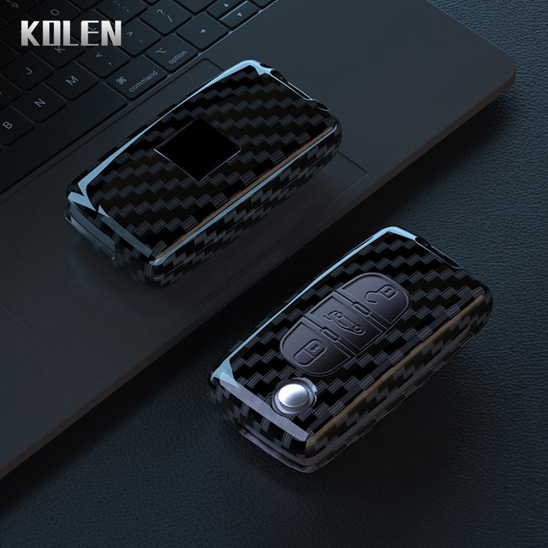 Abs Carbon Fiber Auto Flip Key Fob Cover Case Fit For Peugeot 107 207 307 308 407 607 3008 5008 Fit For Citroen Xsara Picasso C3 C4 C5 C6 C8