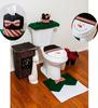 Christmas Themed Santa Claus Snowman Pattern Toilet Cover Three Piece Set For Holiday Bathroom Decor