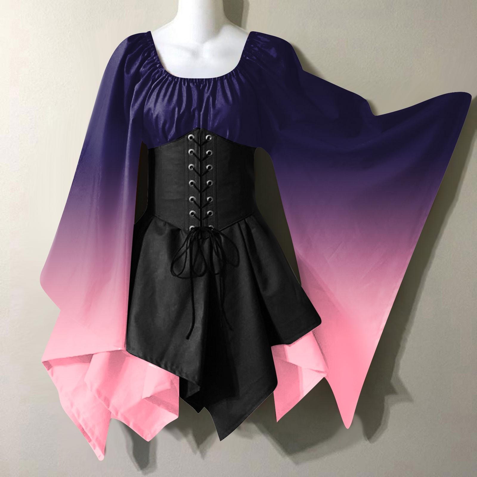 

Женское модное винтажное платье с длинным рукавом, вечернее вечернее вечернее платье с градиентом для косплея L темно-фиолетового