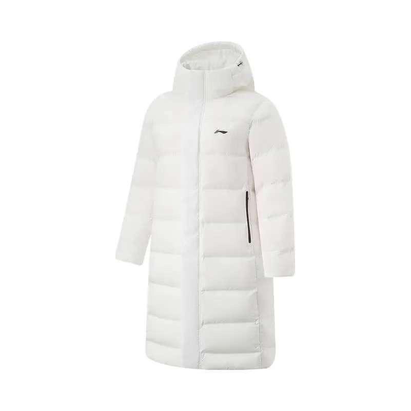 Li-Ning Fitness Series Sports Casual Simple Hooded Zipper Printed Fashion Comfortable Versatile Warm Down Jacket Men Outerwear AYMU569-3